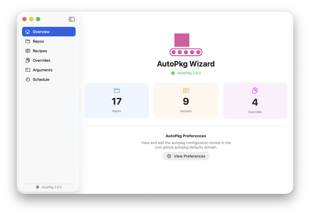 AutoPkg Wizard Overview page