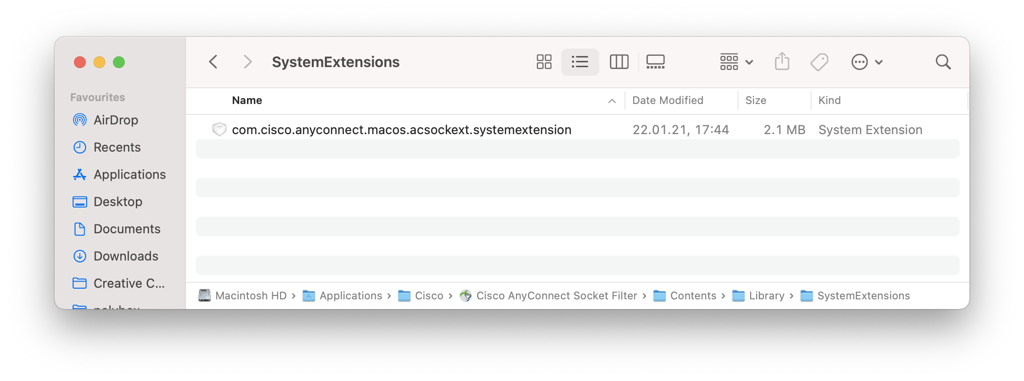Cisco AnyConnect System Extension