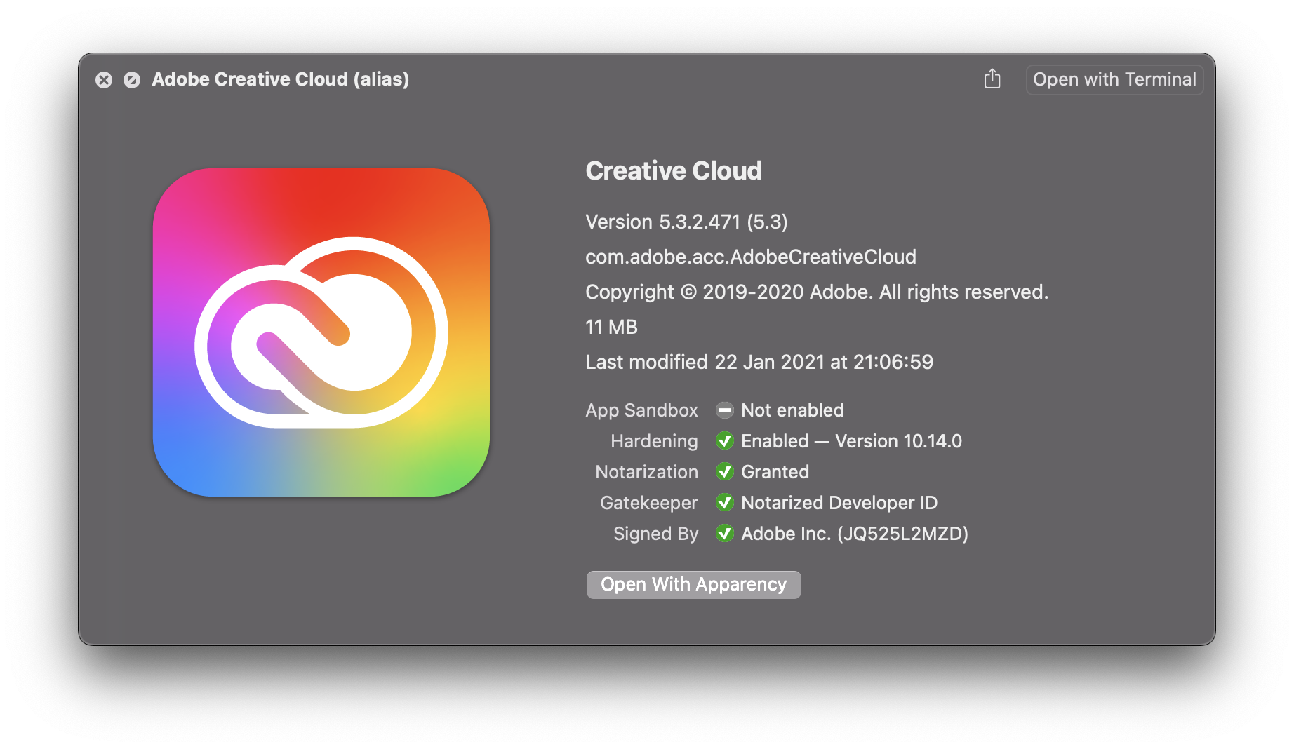Creative Cloud Desktop App on Intel